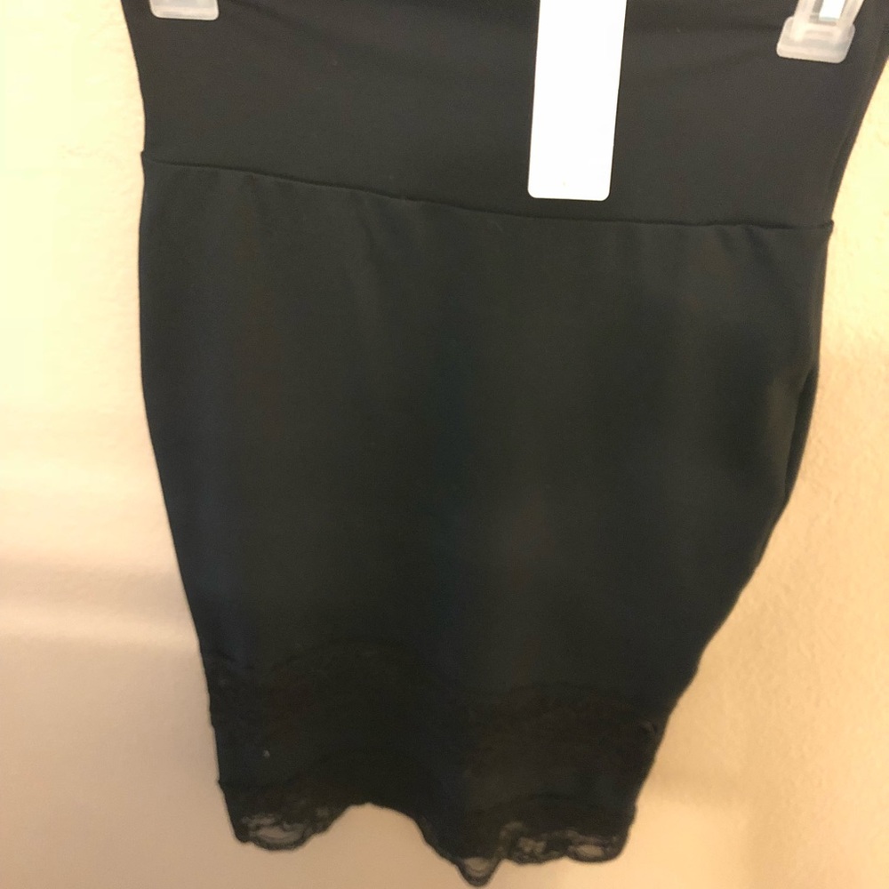 Bebe lace inset midi skirt color: black
